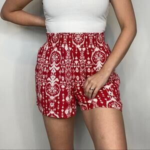 Knox Rose Large High Rise Abstract Flowy Elastic Waist Paper Bag Style Shorts